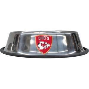 Littlearth Everyday Non-Skid Stainless Steel Dog & Cat Bowl, Kansas City Chiefs, Small: 1-cup