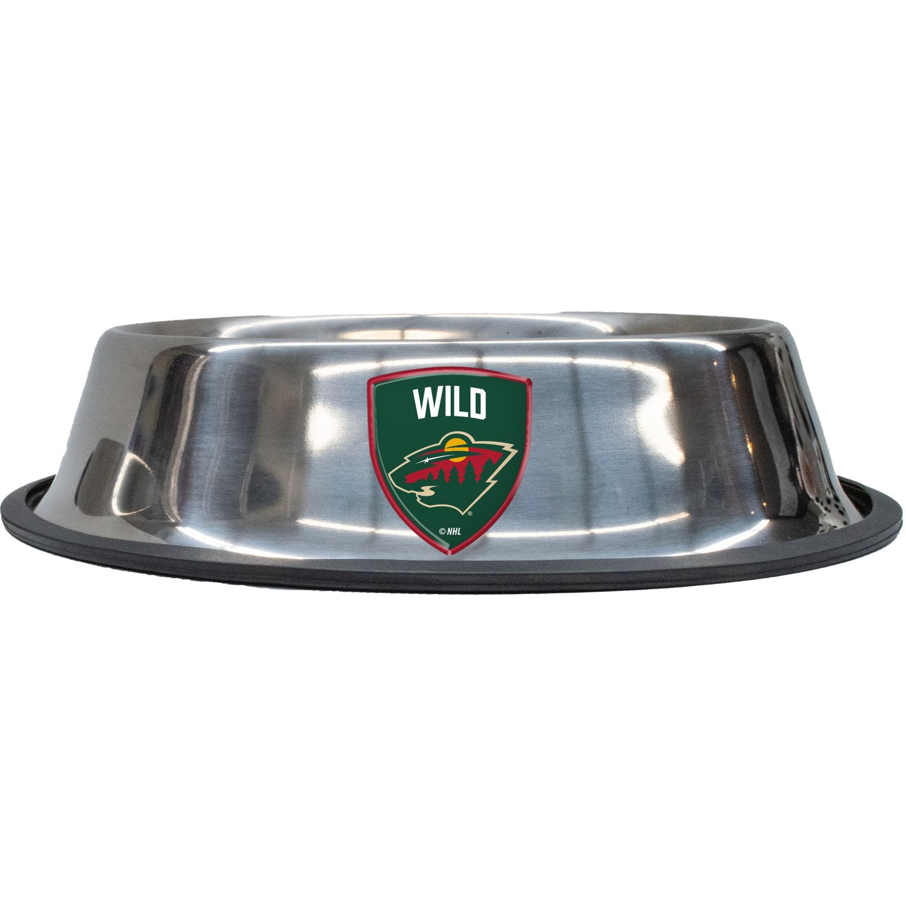 Littlearth NHL Everyday Non-Skid Stainless Steel Dog & Cat Bowl, Minnesota Wild, Small: 1-cup