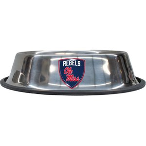 Littlearth Everyday Non-Skid Stainless Steel Dog & Cat Bowl, Mississippi Ole Miss Rebels, Small: 1-cup