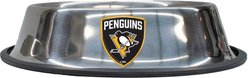 Littlearth NHL Everyday Non-Skid Stainless Steel Dog & Cat Bowl, Pittsburgh Penguins, Small: 1-cup