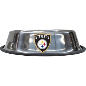 Littlearth Everyday Non-Skid Stainless Steel Dog & Cat Bowl, Pittsburgh Steelers, Small: 1-cup