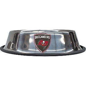 Littlearth Everyday Non-Skid Stainless Steel Dog & Cat Bowl, Tampa Bay Buccaneers, Large: 4-cup