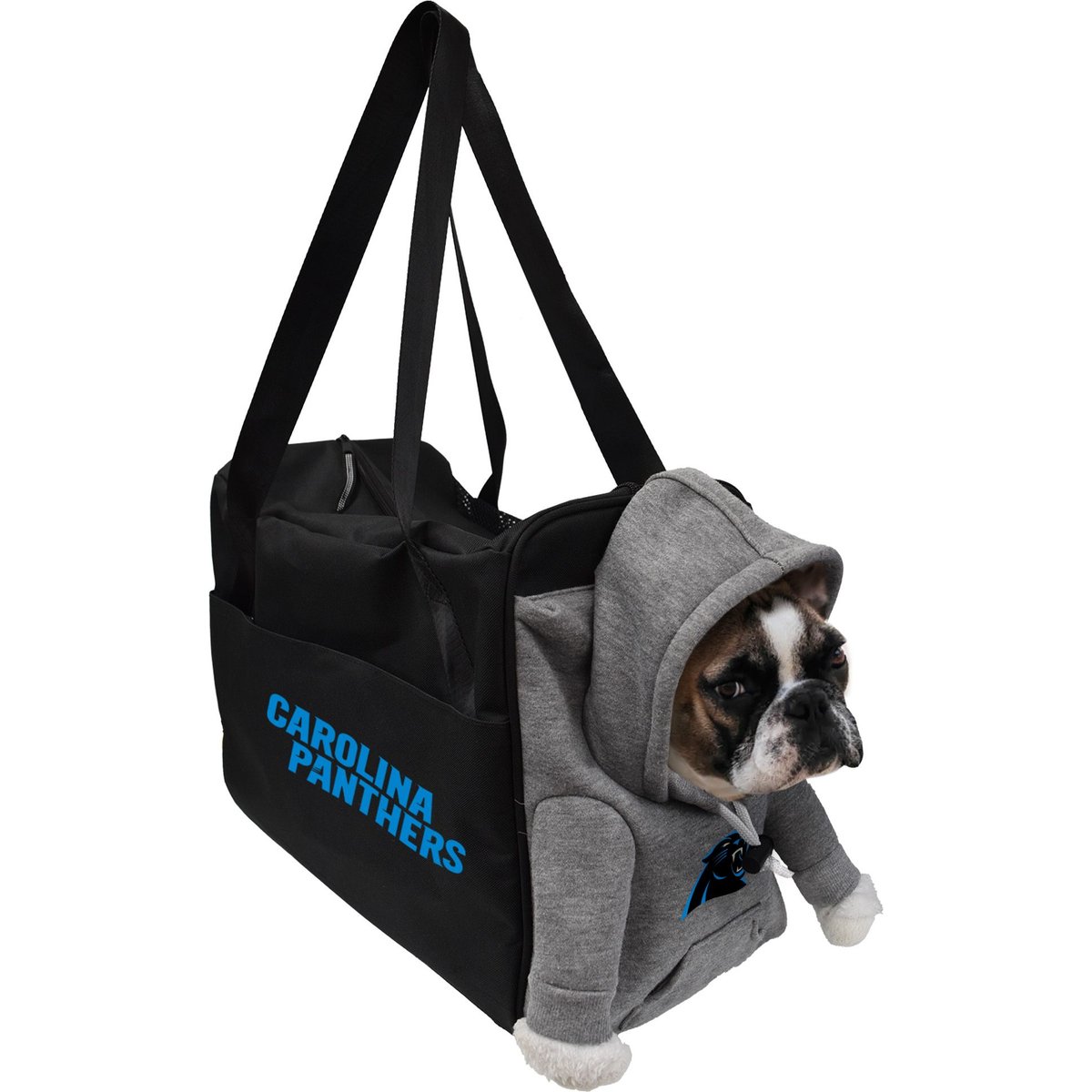 Littlearth NFL Furry Fan Airline-Approved Dog & Cat Carrier Bag, Carolina Panthers