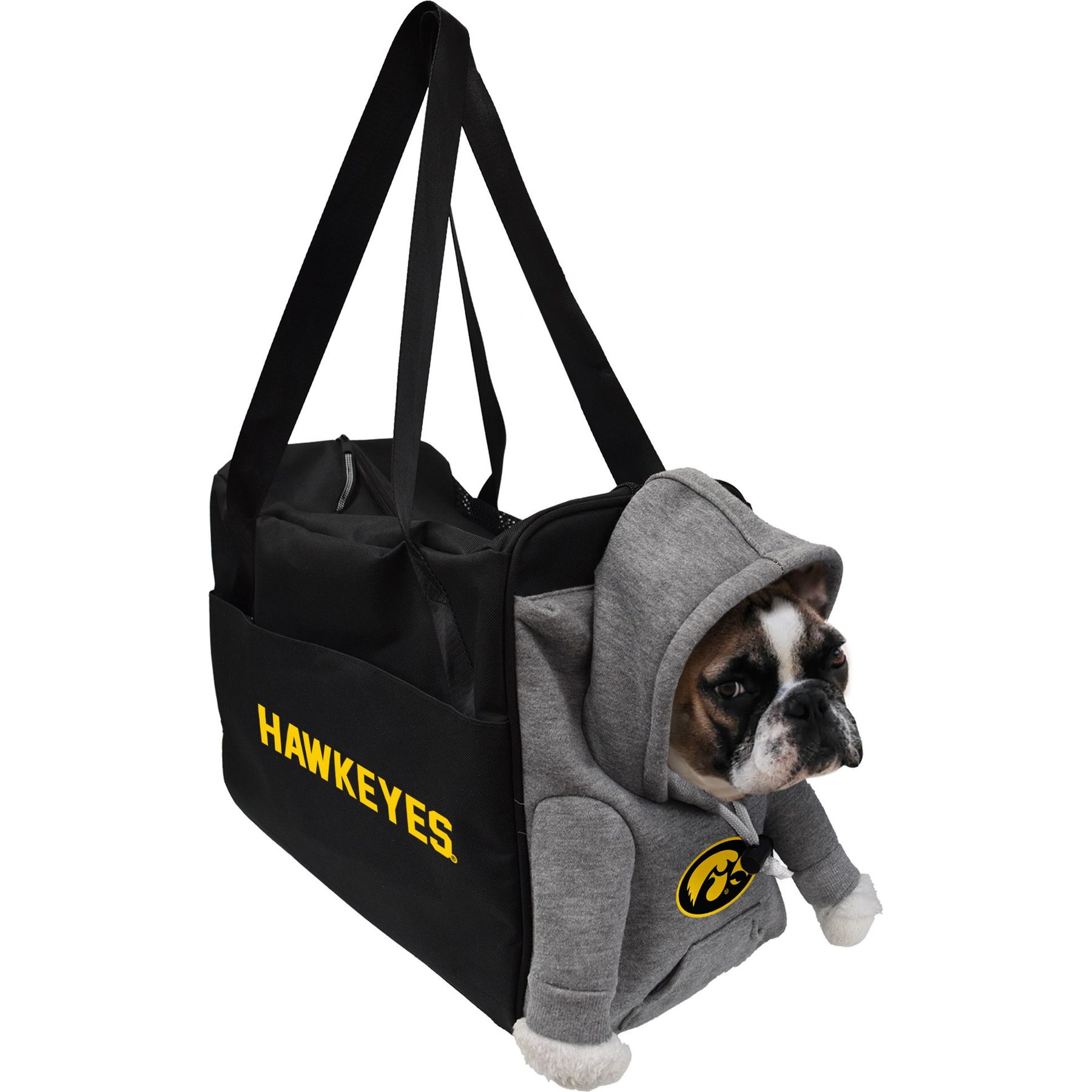 Littlearth NCAA Furry Fan Airline-Approved Dog & Cat Carrier Bag, Iowa Hawkeyes