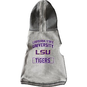 Littlearth NCAA Dog & Cat Hooded Crewneck Sweater, LSU Tigers, Small