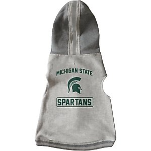 Littlearth NCAA Dog & Cat Hooded Crewneck Sweater, Michigan State Spartans, X-Small