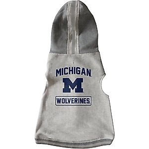 Littlearth NCAA Dog & Cat Hooded Crewneck Sweater, Michigan Wolverines, Small