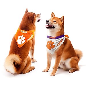 Littlearth NCAA Home & Away Bandana Set for Dogs & Cats, Clemson Tigers, Medium