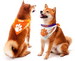 Littlearth NCAA Home & Away Bandana Set for Dogs & Cats, Clemson Tigers, Small