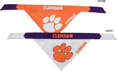 Show full view: Littlearth NCAA Home & Away Bandana Set for Dogs & Cats, Clemson Tigers, Small slide 2 of 5