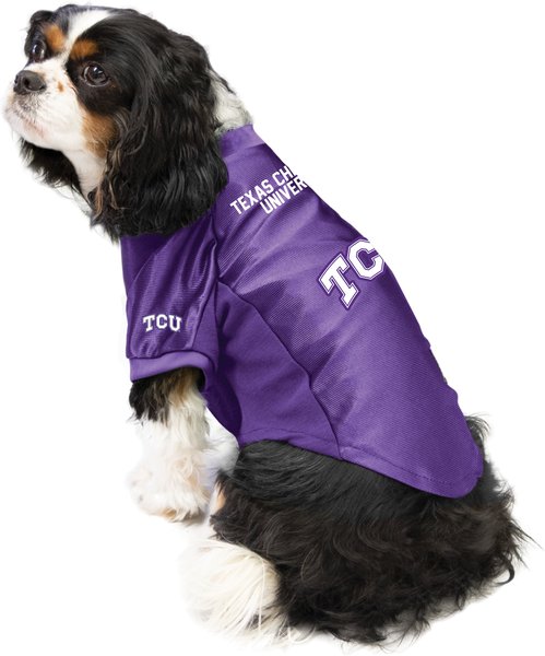 Show full view: Littlearth NCAA Stretch Dog & Cat Jersey, TCU Horned Frogs, X-Small slide 4 of 7