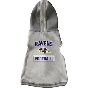 Littlearth NFL Dog & Cat Hooded Crewneck Sweater, Baltimore Ravens, Medium