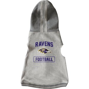 Littlearth NFL Dog & Cat Hooded Crewneck Sweater, Baltimore Ravens, X-Small
