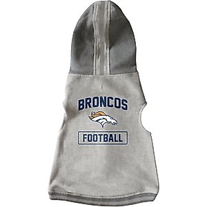 Littlearth NFL Dog & Cat Hooded Crewneck Sweater, Denver Broncos, Small
