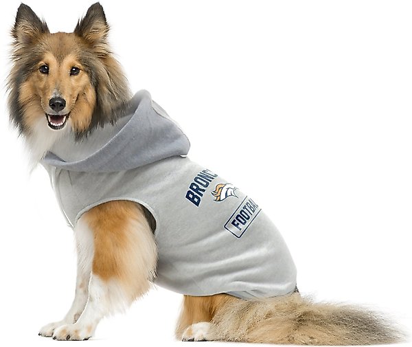 Show full view: Littlearth NFL Dog & Cat Hooded Crewneck Sweater, Denver Broncos, Small slide 4 of 6