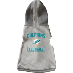 Littlearth NFL Dog & Cat Hooded Crewneck Sweater, Miami Dolphins, Small