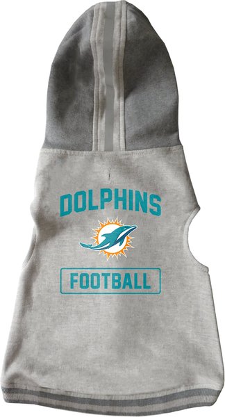 Show full view: Littlearth NFL Dog & Cat Hooded Crewneck Sweater, Miami Dolphins, X-Small slide 1 of 3