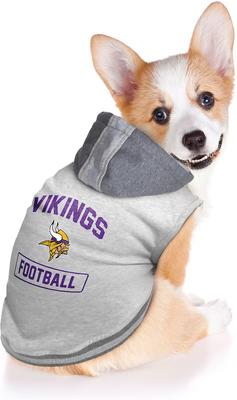 Show full view: Littlearth NFL Dog & Cat Hooded Crewneck Sweater, Minnesota Vikings, Small slide 3 of 6