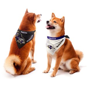 Littlearth NFL Home & Away Bandana Set for Dogs & Cats, Baltimore Ravens, Medium
