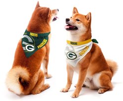 Littlearth NFL Home & Away Bandana Set for Dogs & Cats, Green Bay Packers, Small