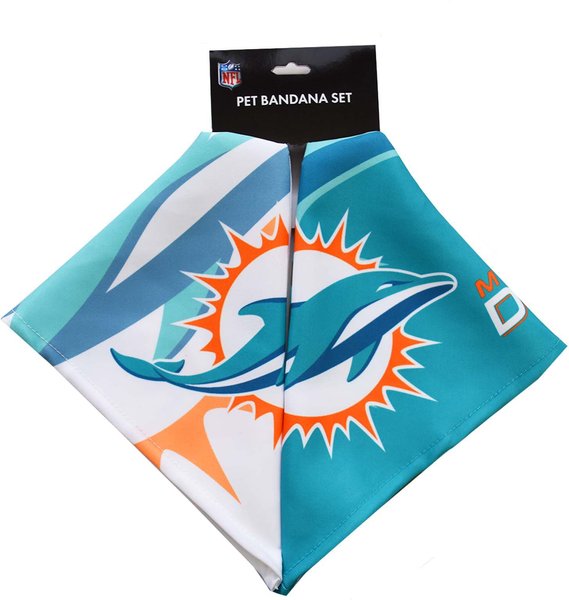 Show full view: Littlearth NFL Home & Away Bandana Set for Dogs & Cats, Miami Dolphins, Large slide 2 of 6