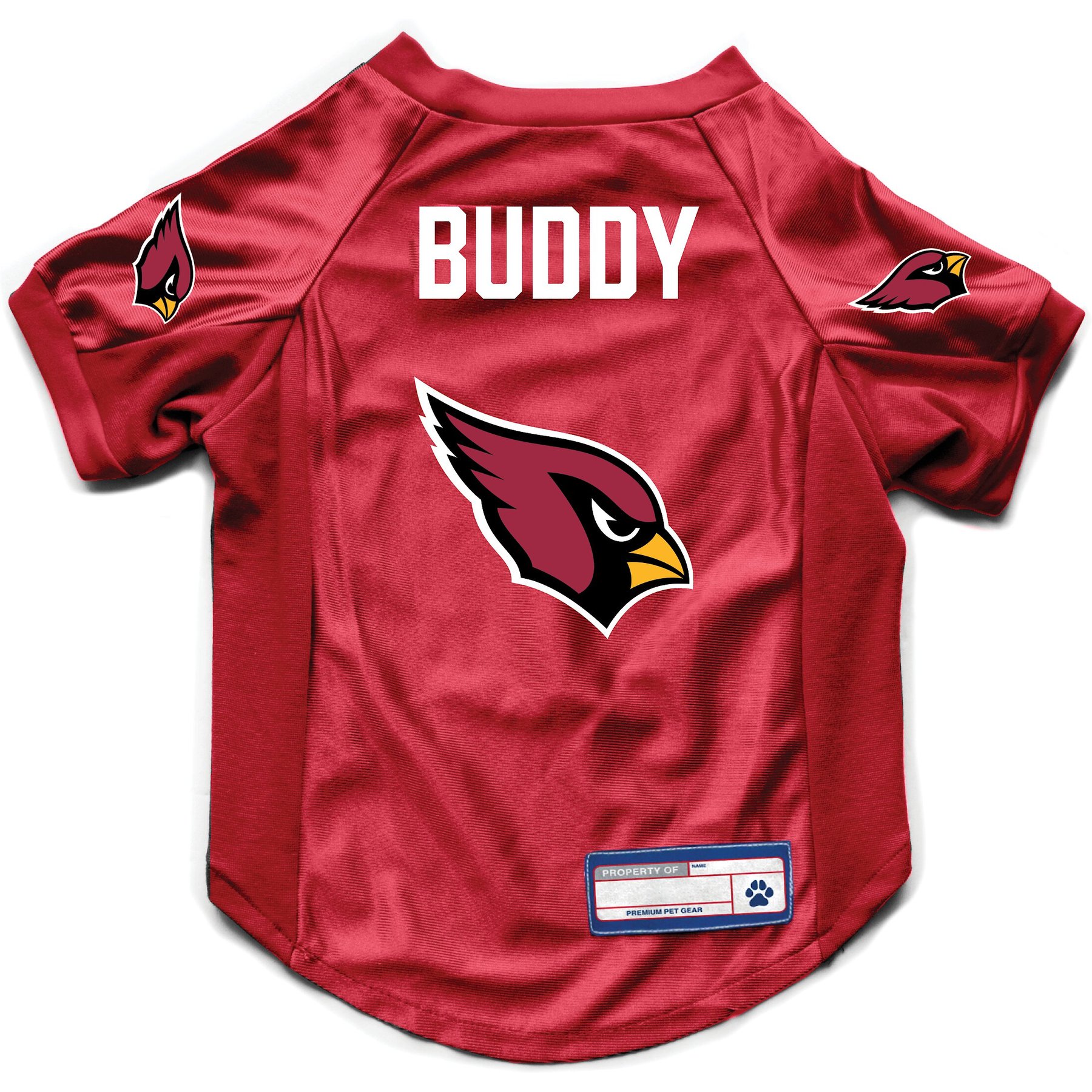 Littlearth NFL Personalized Stretch Dog & Cat Jersey, Arizona Cardinals, Large