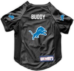 Littlearth NFL Personalized Stretch Dog & Cat Jersey, Detroit Lions, X-Small