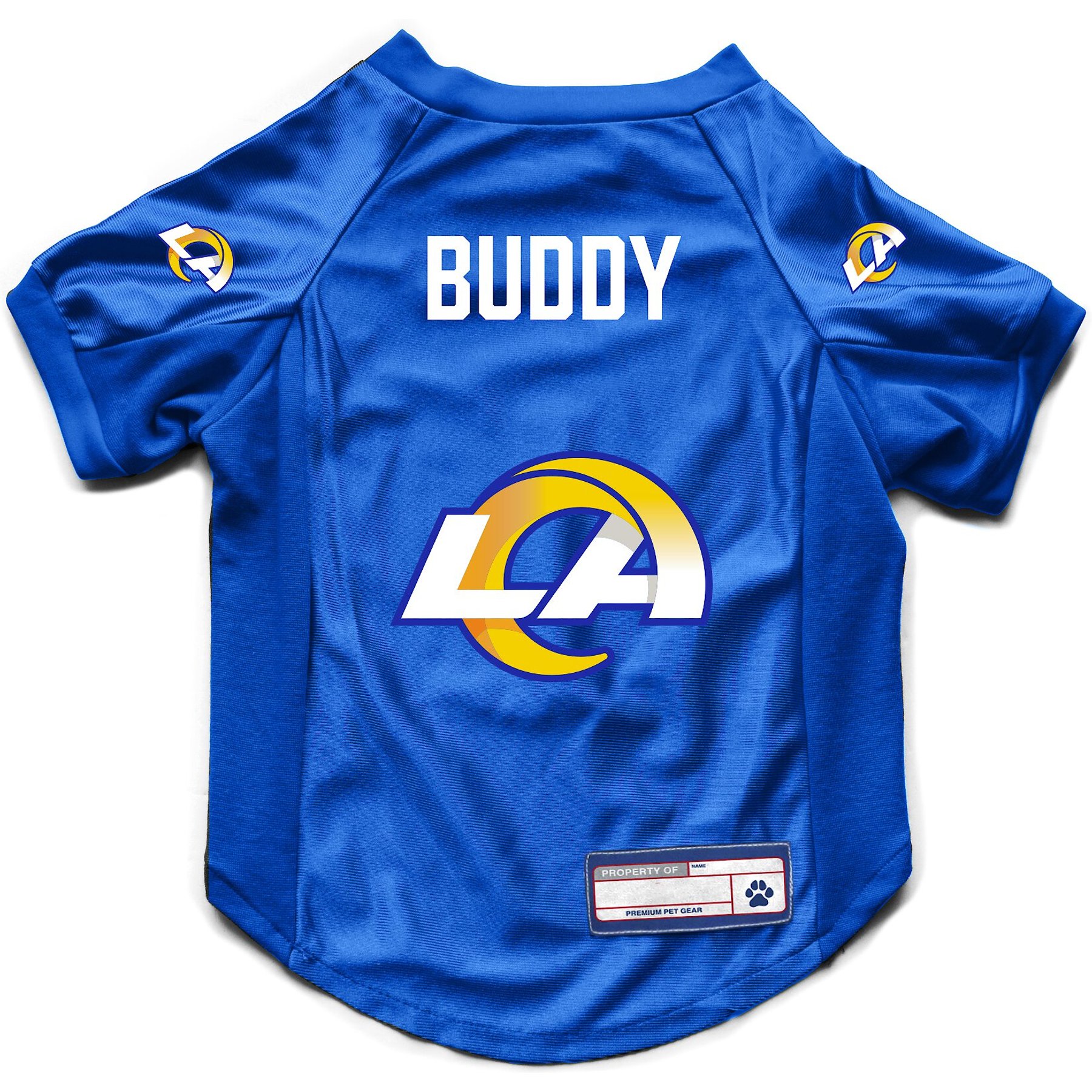 Littlearth NFL Personalized Stretch Dog & Cat Jersey, Los Angeles Rams, X-Large