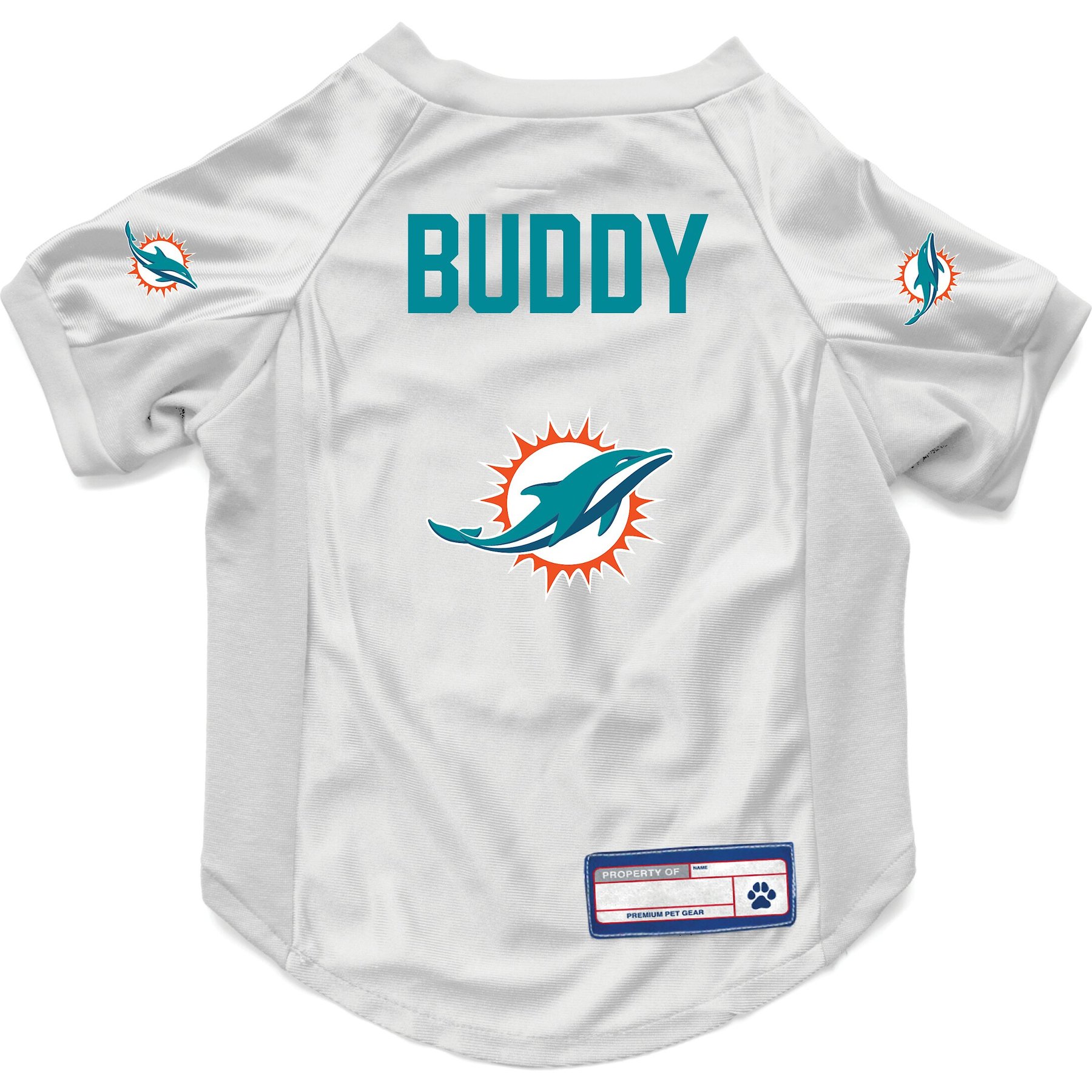 Littlearth NFL Personalized Stretch Dog & Cat Jersey, Miami Dolphins, Small
