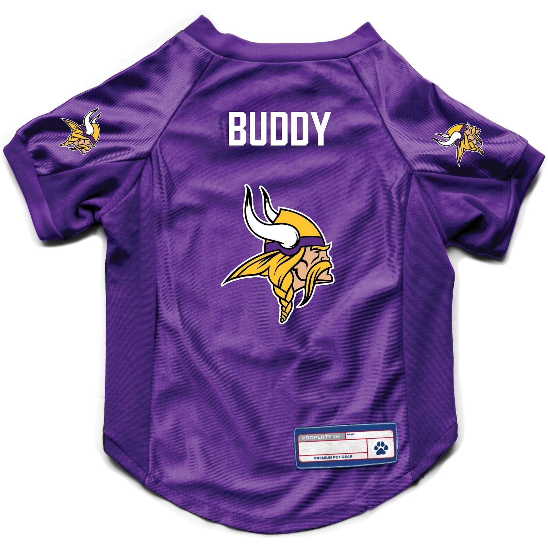 Littlearth NFL Personalized Stretch Dog & Cat Jersey, Minnesota Vikings, X-Small