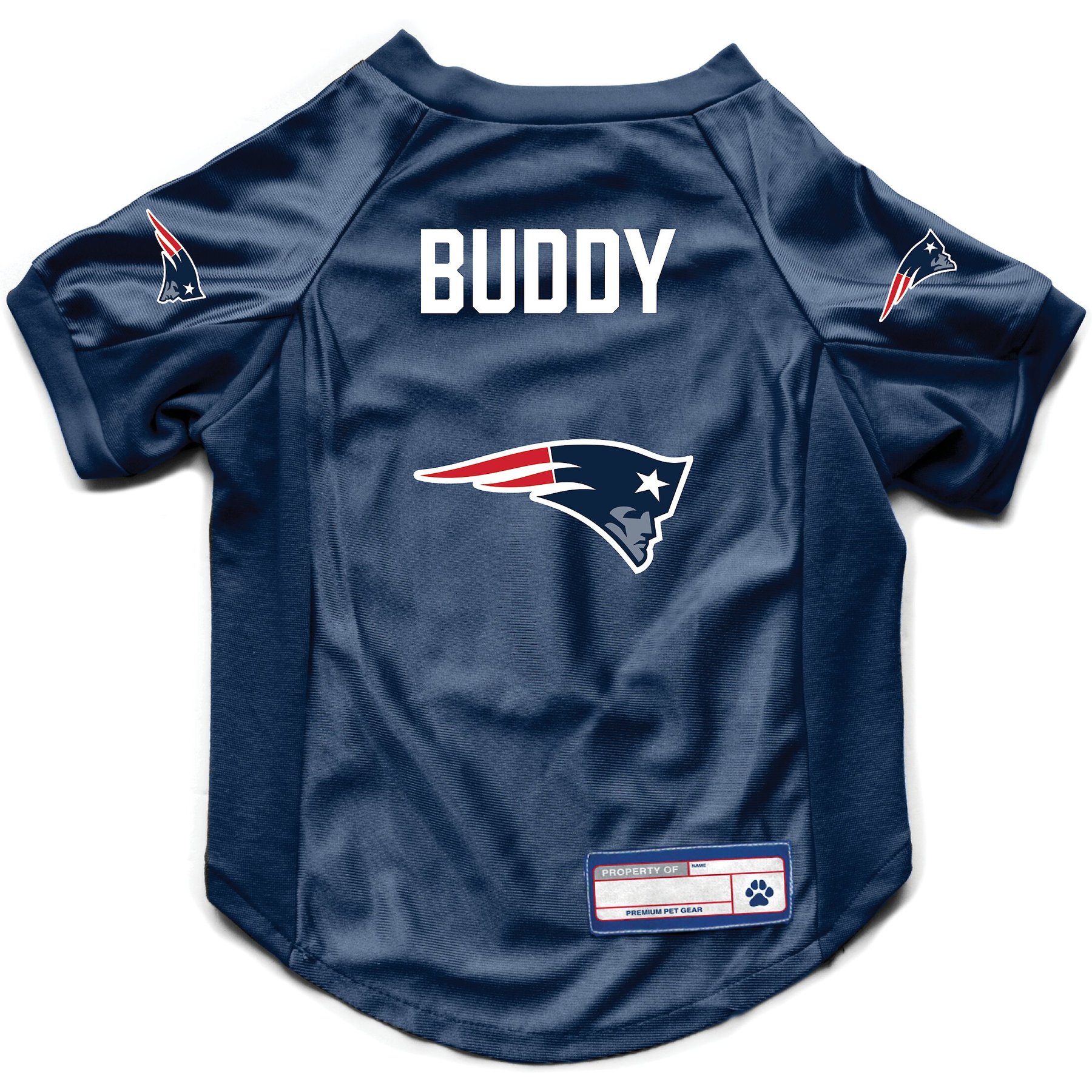 Littlearth NFL Personalized Stretch Dog & Cat Jersey, New England Patriots, Large