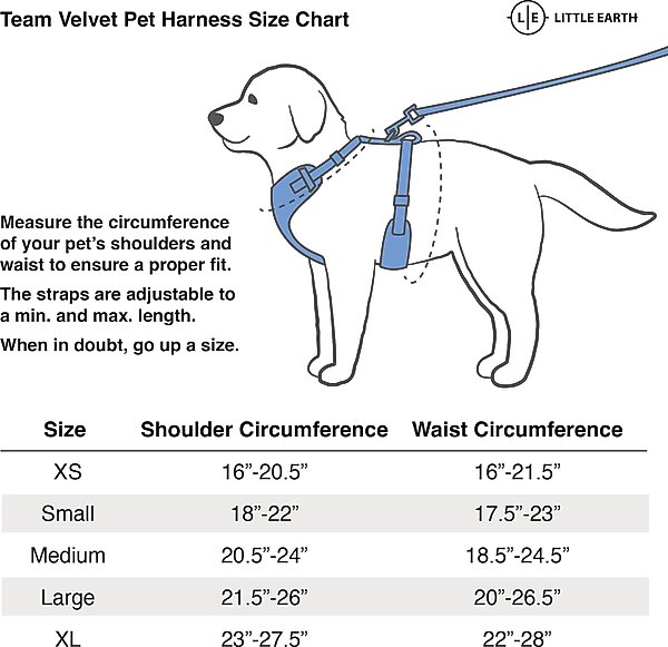 Show full view: Littlearth NFL Velvet Dog Harness, Detroit Lions, X-Small slide 6 of 7