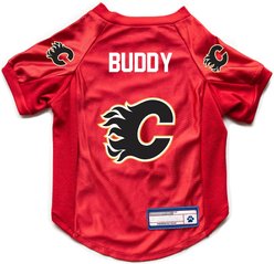 Littlearth NHL Personalized Stretch Dog & Cat Jersey, Calgary Flames, Medium