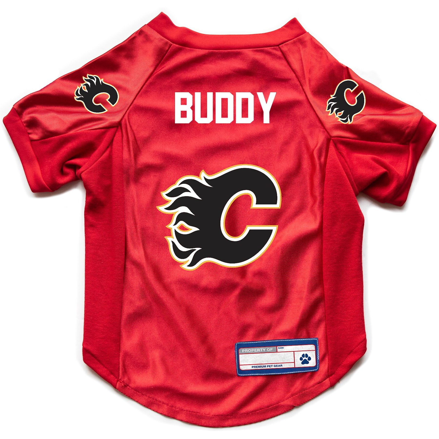 Littlearth NHL Personalized Stretch Dog & Cat Jersey, Calgary Flames, Medium