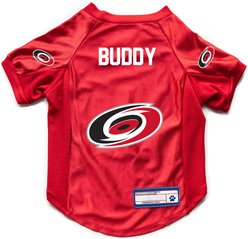 Littlearth NHL Personalized Stretch Dog & Cat Jersey, Carolina Hurricanes, Large
