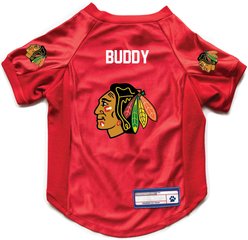 Littlearth NHL Personalized Stretch Dog & Cat Jersey, Chicago Blackhawks, X-Large