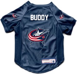 Littlearth NHL Personalized Stretch Dog & Cat Jersey, Columbus Blue Jackets, Medium