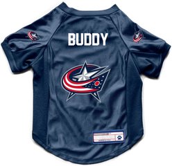 Littlearth NHL Personalized Stretch Dog & Cat Jersey, Columbus Blue Jackets, Small slide 1 of 4