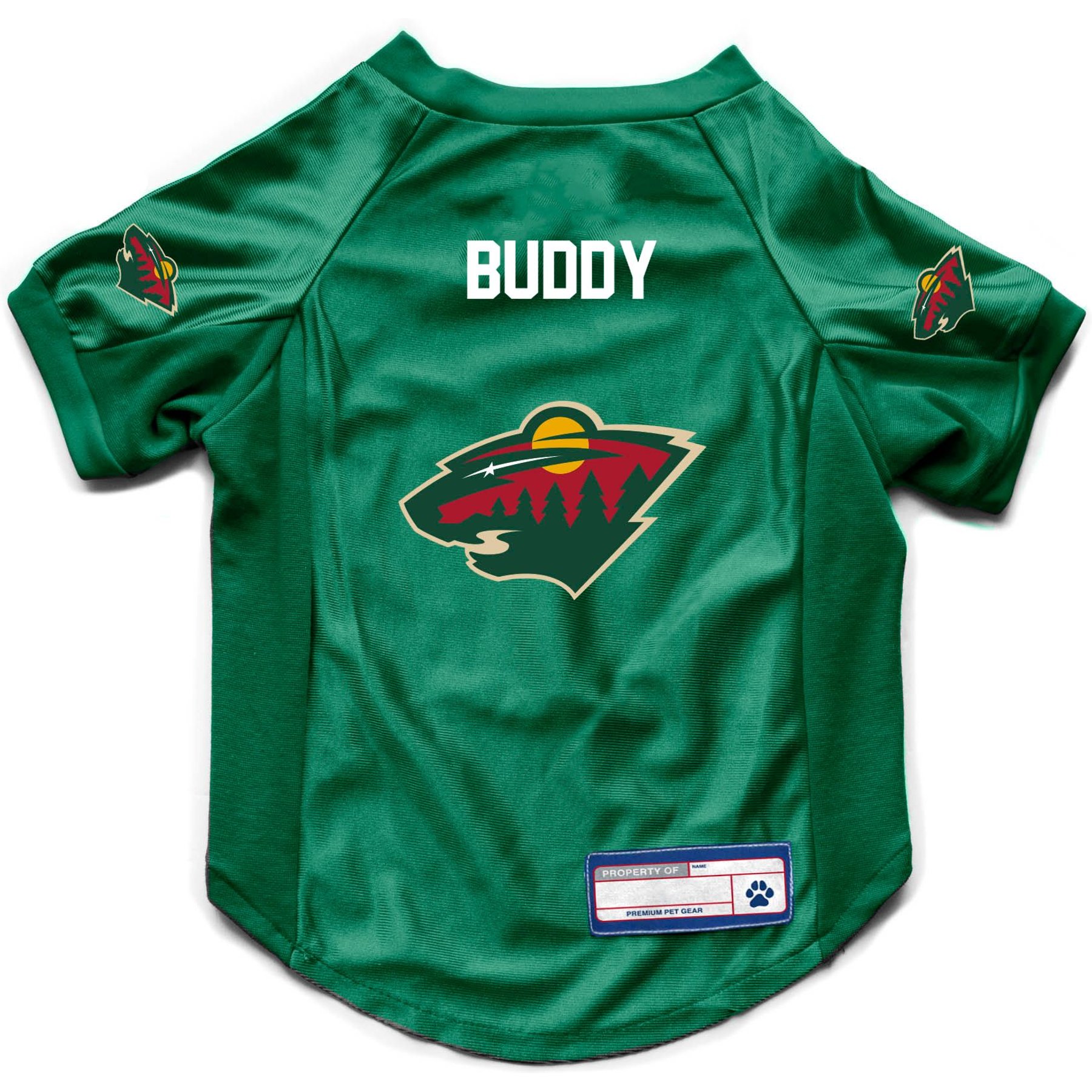 Littlearth NHL Personalized Stretch Dog & Cat Jersey, Minnesota Wild, Medium