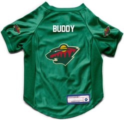 Littlearth NHL Personalized Stretch Dog & Cat Jersey, Minnesota Wild, Small