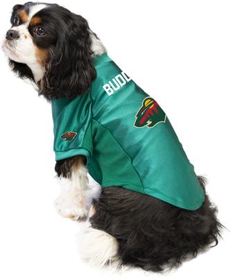 Show full view: Littlearth NHL Personalized Stretch Dog & Cat Jersey, Minnesota Wild, Small slide 4 of 8