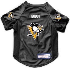 Littlearth NHL Personalized Stretch Dog & Cat Jersey, Pittsburgh Penguins, Medium
