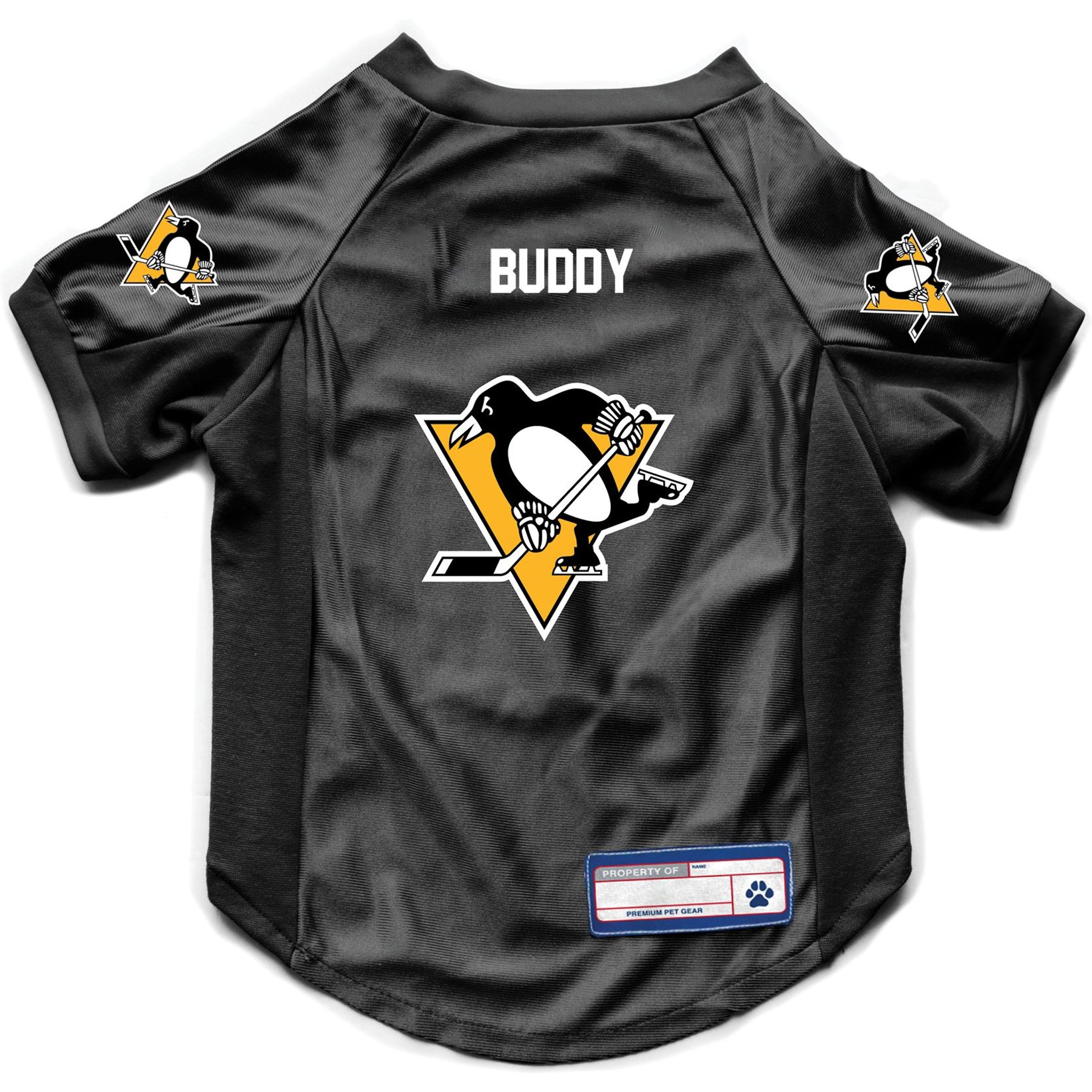 Littlearth NHL Personalized Stretch Dog & Cat Jersey, Pittsburgh Penguins, Small