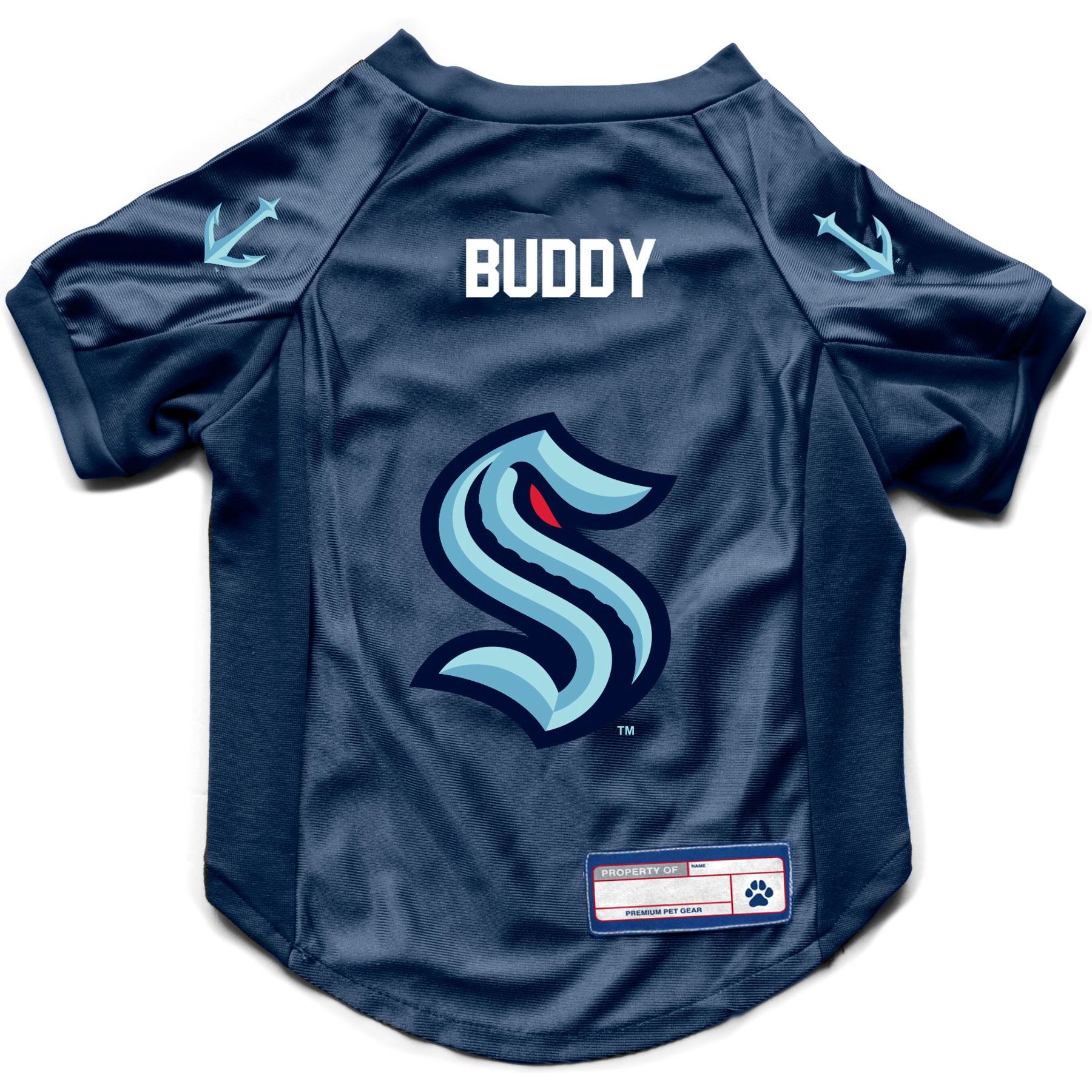Littlearth NHL Personalized Stretch Dog & Cat Jersey, Seattle Kraken, Medium