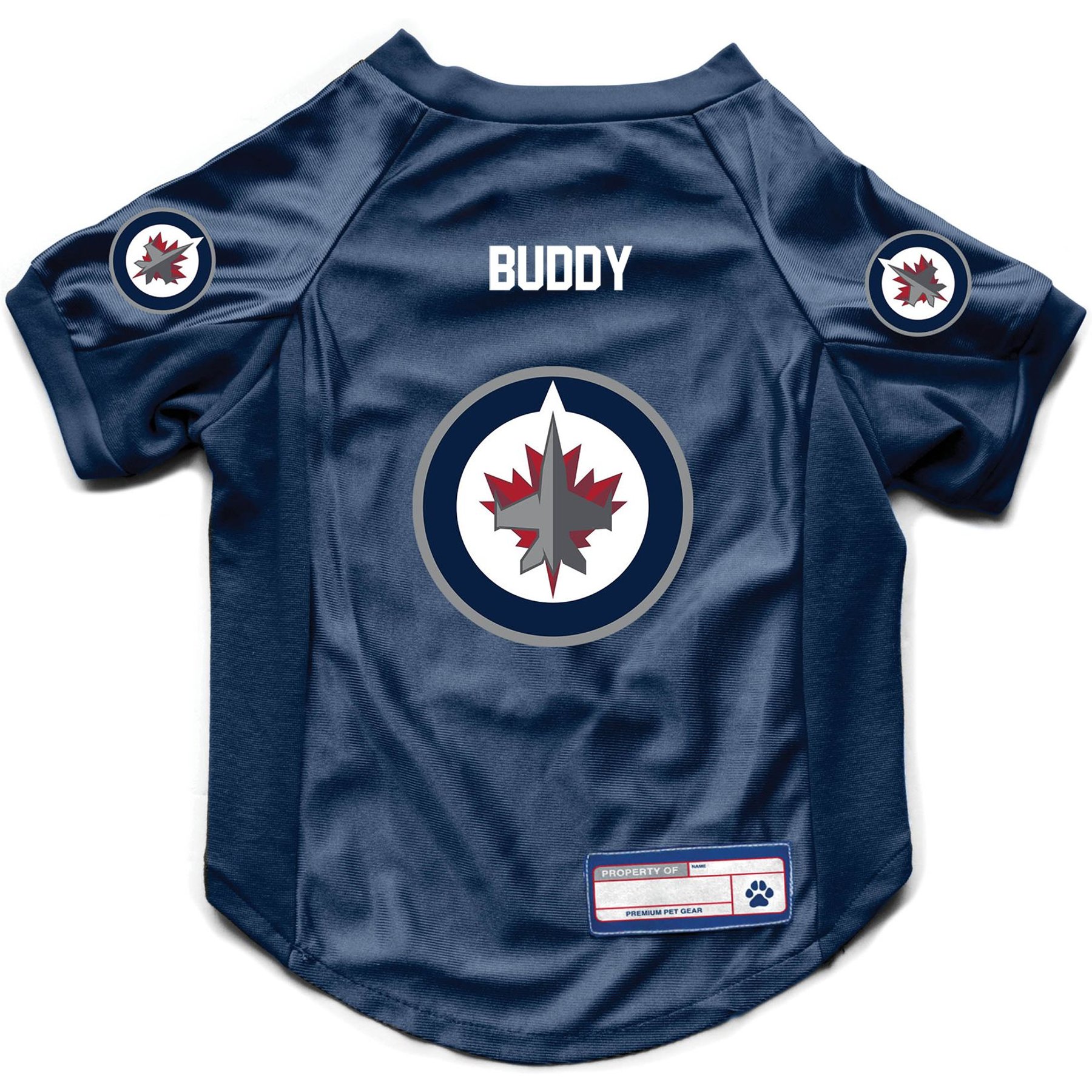 Littlearth NHL Personalized Stretch Dog & Cat Jersey, Winnipeg Jets, X-Small