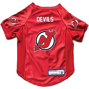 Littlearth NHL Stretch Dog & Cat Jersey, New Jersey Devils, Medium