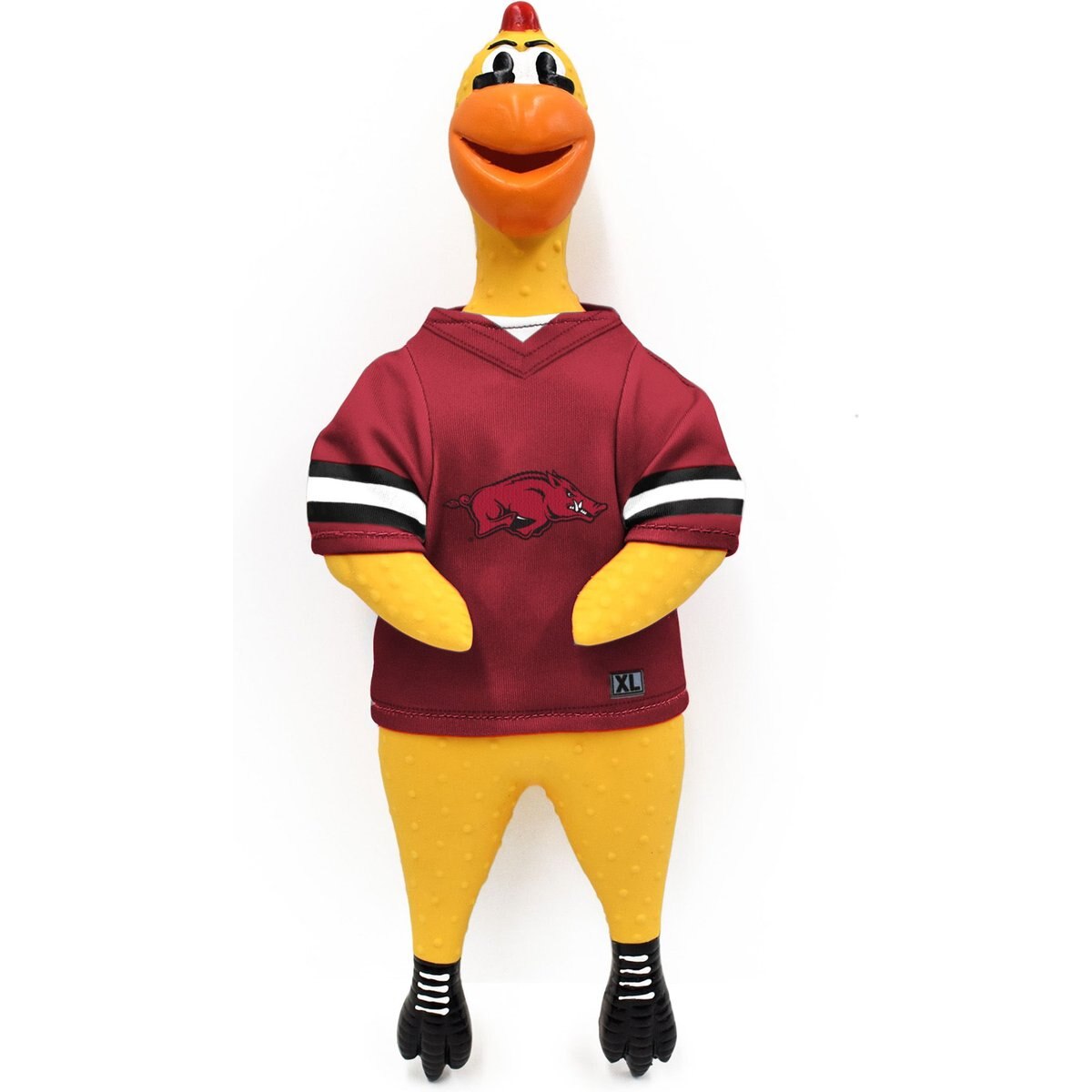 Littlearth NCAA Rubber Chicken Squeaky Dog Chew Toy, Arkansas Razorbacks