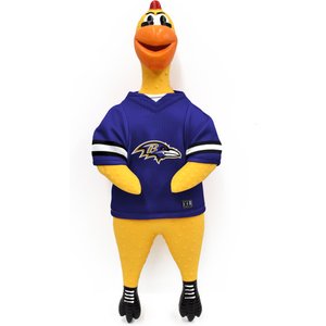 Littlearth Rubber Chicken Squeaky Dog Chew Toy, Baltimore Ravens