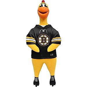 Littlearth Rubber Chicken Squeaky Dog Chew Toy, Boston Bruins