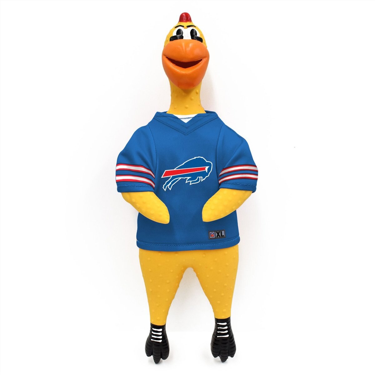 Littlearth NFL Rubber Chicken Squeaky Dog Chew Toy, Buffalo Bills